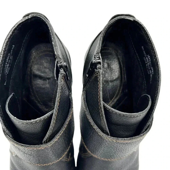 BOC Born Concept Womens10 Brown Pebbled Leather Double Buckle Heeled Zip Bootie - Picture 7 of 16